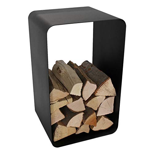 Holzkorb O-Form Stahl schwarz Ständer Höhe 76 cm für Scheitholz Tiefe 40 cm von kratki