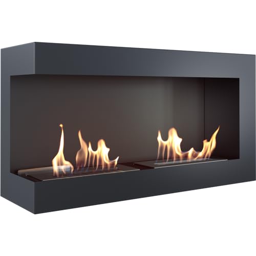 KRATKI Biokamin 900x280mm Wandkamin Ethanol Kamin Dekokamin schwarz Eck-Kamin von kratki