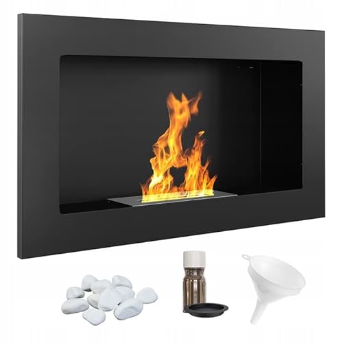 KRATKI Golf Indoor Bioethanol Kamin Wand-Biocontainer 0,2 l TÜV-Zertifiziert Stahl schwarz pulverbeschichtet 37 x 64 cm Plus Aromatherapie-Set von kratki