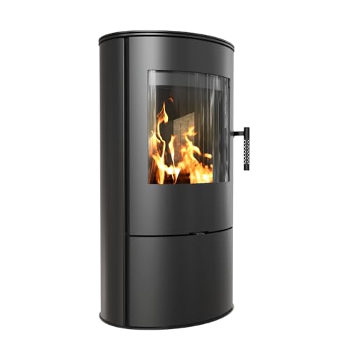 KRATKI Kaminofen aus Stahl Rollo bereit Satz Ø 150 7 kW mit Raumluftunabhängig, Blass Verkleidung, freistehend, BImSchV 2, Staubauslass, 150 mm, EEK A Kaminofen HKI von kratki