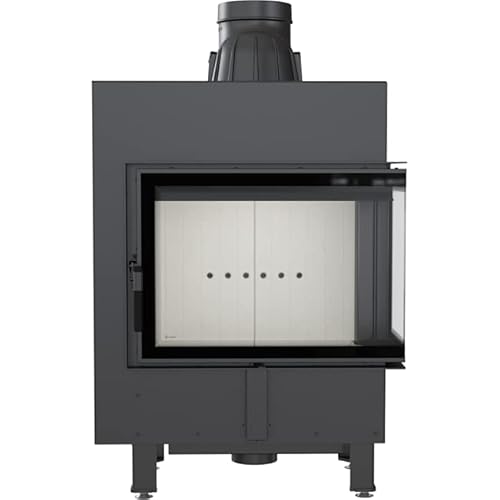 KRATKI Lucy Slim Smart Holzbefeuerter Kamineinsatz Lufteinlass BImSchV 2 konform Stahl Thermotec Auskleidung Glasscheibe rechte Seitenverglasung 12kw 127x69,8 cm Thermischer Wirkungsgrad 80 MSK Regler von kratki