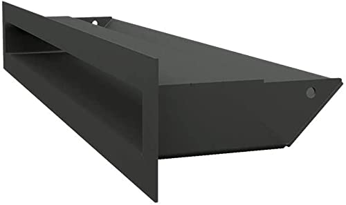 KRATKI Lüftungsgitter Luft | Warmluftgitter 6 x 40 cm | Schwarz | Abluftgitter für Kamin Belüftung | Lufteinlass in einem Winkel von 45 Grad | überhitzungbeständig | Ideal für Moderne Innenräumen von kratki