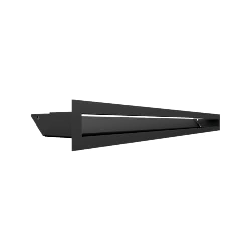 KRATKI Lüftungsgitter Luft | Warmluftgitter 6 x 80 cm | Schwarz | Abluftgitter für Kamin Belüftung | Lufteinlass in einem Winkel von 45 Grad | überhitzungbeständig | Ideal für Moderne Innenräumen von kratki