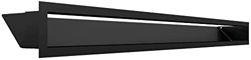 KRATKI Lüftungsgitter Luft – Warmluftgitter 9 x 100 cm Schwarz, hitzebeständiges Abluftgitter für Kamin, Luftauslass 45° Neigung, optimale Belüftung - modernes Design für Innenräume von kratki