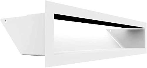 KRATKI Lüftungsgitter LUFT | Warmluftgitter 9 x 40 cm | Weiß | Abluftgitter für Kamin Belüftung | Lufteinlass in einem Winkel von 45 Grad | überhitzungbeständig | Ideal für moderne Innenräumen von kratki