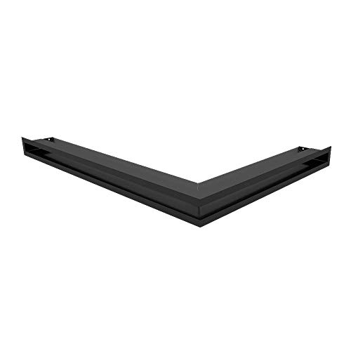 KRATKI Lüftungsgitter LUFT | linkes Eckkamingitter 766 x 547 x 60 mm | Schwarz | Abluftgitter für Kamin Belüftung | Lufteinlass in einem Winkel von 45 Grad | Ideal für moderne Innenräumen von kratki