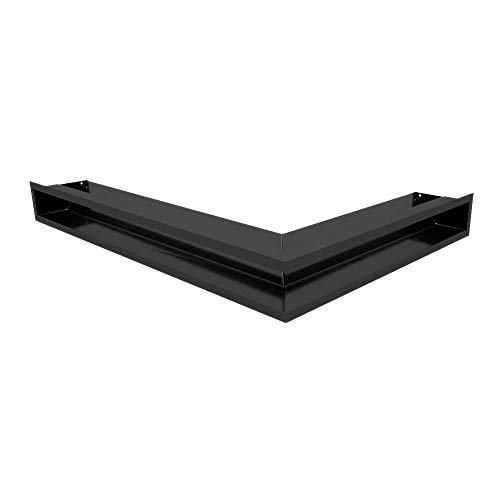 KRATKI Lüftungsgitter LUFT | linkes Eckkamingitter 766 x 547 x 90 mm | Schwarz | Abluftgitter für Kamin Belüftung | Lufteinlass in einem Winkel von 45 Grad | Ideal für moderne Innenräumen von kratki