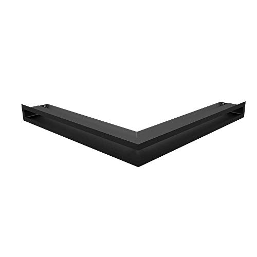 KRATKI Lüftungsgitter Luft | offenes Eckkamingitter 560 x 560 x 60 mm | Schwarz | Abluftgitter für Kamin Belüftung | Lufteinlass in einem Winkel von 45 Grad | Ideal für Moderne Innenräumen von kratki