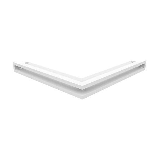 KRATKI Lüftungsgitter LUFT | offenes Eckkamingitter 560 x 560 x 60 mm | Weiß | Abluftgitter für Kamin Belüftung | Lufteinlass in einem Winkel von 45 Grad | Ideal für moderne Innenräumen von kratki