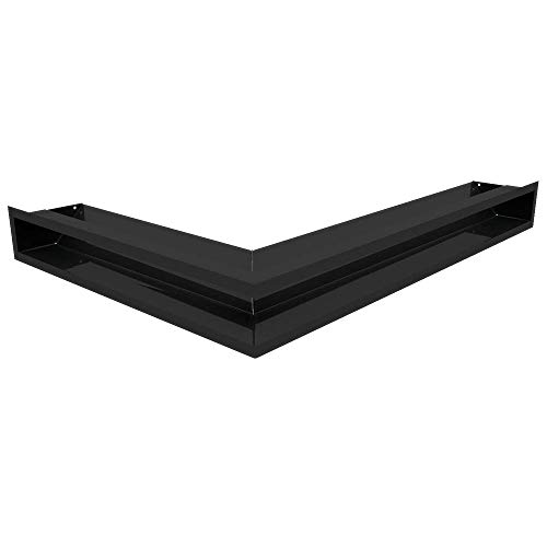 KRATKI Lüftungsgitter LUFT | rechtes Eckkamingitter 547 x 766 x 90 mm | Schwarz | Abluftgitter für Kamin Belüftung | Lufteinlass in einem Winkel von 45 Grad | Ideal für moderne Innenräumen von kratki