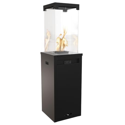 KRATKI Patio Light Tragbarer Gas-Heizer, 8,2 kW, mit Propan betrieben, effiziente Heizung für den Außenbereich, echte Feuerstelle ohne Rauch, einfache Steuerung, Schwarz, tragbare Feuerstelle mit von kratki
