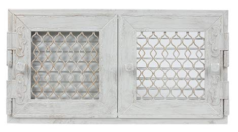 KRATKI Retro-Warmluft-Lüftungsgitter Einzigartiges Design Antike Ästhetik Einfache Installation Höhe 17,2 cm Weiß 19,5 x 37,7 cm von kratki