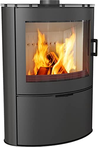 KRATKI Stahlofen AB-2 | 10 kW | RRØ 150 mm | Holzofen 105,2 x 76,1 x 46 cm | Stahlofen mit Verglasung | Erfüllt die Norme BImSchV Stufe 2, 15a B-VG | Kaminofen ideal für Jede Wohnung & Zuhause von kratki