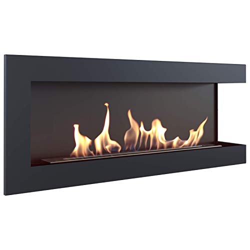 KRATKI TÜV Eck-biokamin 1200x280 mm Wandkamin Ethanol Biokamin Dekokamin schwarz von kratki