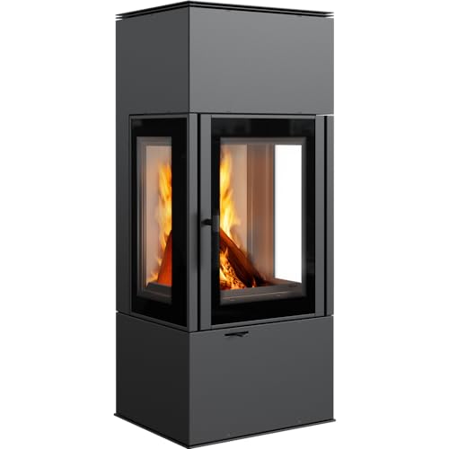KRATKI Thor View Kaminofen 8 kW - BImSchV 2, 83% hermische Effizienz - Kaminofen mit gerader Verglasung, Ø150 mm Rauchrohr - EEK A von kratki