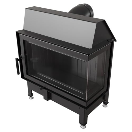 KRATKI Kamineinsatz ZIBI Rechts 11kW - Kaminkassette - Holzkamin - 2.BImSchV 15a B-Vg - Lufteinlass 125mm - Schwarzfarbe Kaminverkleidung - Hersteller KRATKI von kratki