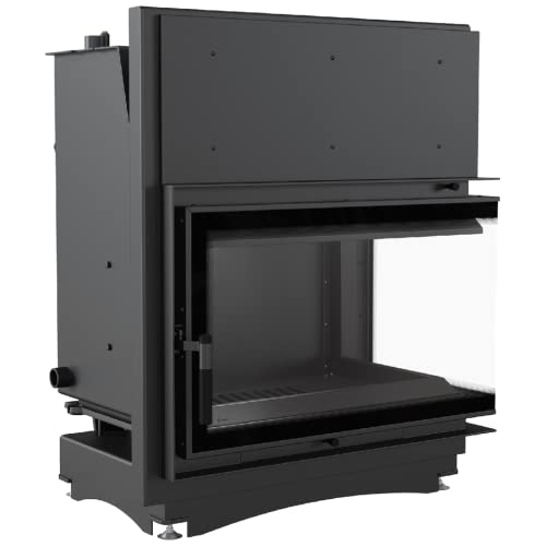 KRATKI Zuzia Holzkamin mit Wärmetauscher BImSchV 2 konform 12 KW Staubauslass Durchmesser 200 mm Thermischer Wirkungsgrad 81% Stahl und Gusseisen Deko rechts von kratki