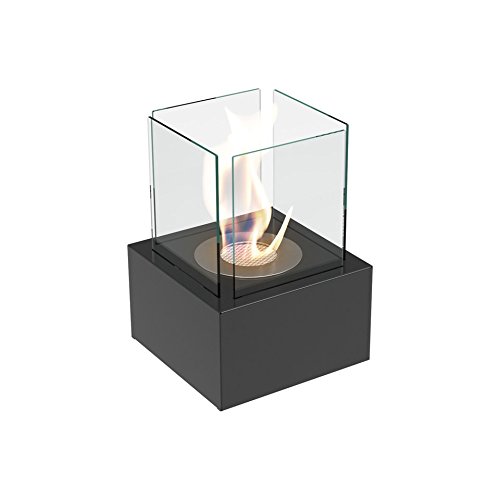 Kratki Tango 2 Ethanol-Kamin mit Verglasung, freistehender Echtfeuer-Kamin, Feuerlinie 7 cm, Maße in cm: B25 x H35,3 x T25 cm, Gewicht: 5,2 kg, Brennstoff: Bio-Ethanol von kratki