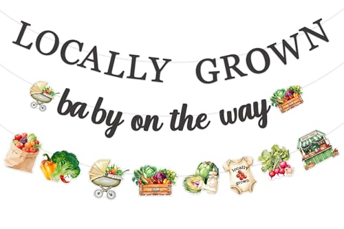 kreat4joy Bauernmarkt Babyparty Dekoration, lokal gewachsenes Baby auf dem Weg Banner Bauernmarkt Thema Girlande DIY erforderlich Handwerk für Gemüse Obst Geschlecht Enthüllung Supplies von kreat4joy
