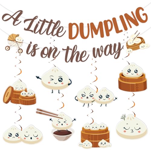 kreat4joy Dumpling Baby Shower Dekoration, A Little Dumpling is on the Way Banner Hanging Swirl Streamer for Chinese Food Baby Shower Gender Reveal Party Decorations kreat4joy Dumpling Baby Shower Dekoration, A Little Dumpling is on the Way Banner Hanging Swirl Streamer for Chinese Food Baby Shower Gender Reveal Party Decorations von kreat4joy