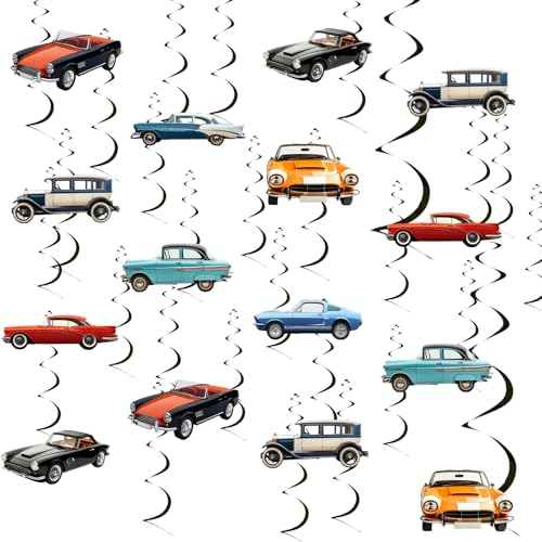 kreat4joy Vintage Auto Party Dekoration Mann, 24pcs I am Not Old I am Classic Decoration Hanging Swirl Vintage Car Ceiling Streamer for Classic Car 50th 60th 70th 80th Birthday Party Decor von kreat4joy