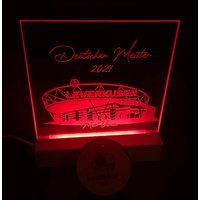 Spiegelfliese Mit Lichtsocke, Bayer Leverkusen, Meisterschaft, Fußball, Bayarena, Deutscher Meister, Gravur, Led Lichtsockel, Farbwechsel von kreativbarbyca