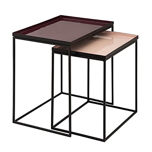 kreatives Wohnen Beistelltisch 2er Set Satztisch 45 H 45 cm Dekotisch Lampentisch Sofatisch Copenhagen Tisch Emaille Purple-Rose, Aluminium, Extra breit von kreatives Wohnen