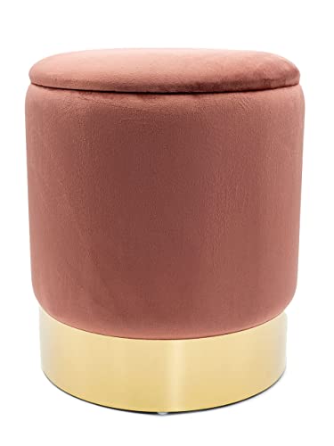 kreatives Wohnen Deko Hocker Samt Pouf Dekopouf Velour Hocker mit Stauraum u. Deckel Ø 31 H 38 cm Rose Samthocker von kreatives Wohnen