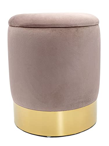 kreatives Wohnen Deko Hocker Samt Pouf Dekopouf Velour Hocker mit Stauraum u. Deckel Ø 31 H 38 cm zartlila Samthocker von kreatives Wohnen