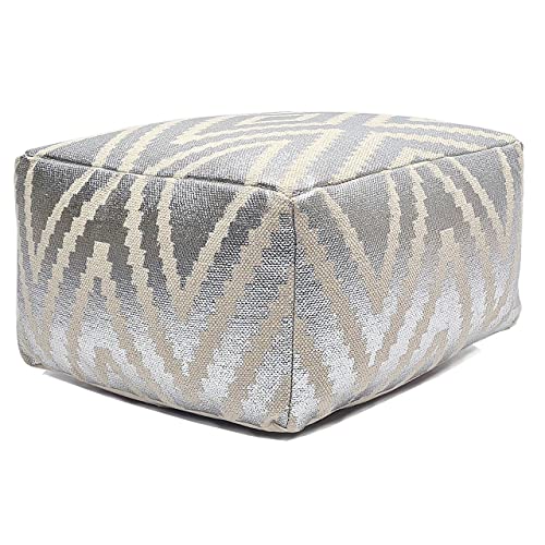 Fußhocker Sitzhocker 55x37x55 cm Pouf Kelim Bodenkissen Peru schwarz Taupe gelb türkis metallic Silber Sitzwürfel von kreatives Wohnen