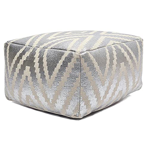 kreatives Wohnen Fußhocker Sitzhocker 55x37x55 cm Pouf Kelim Bodenkissen Peru schwarz Taupe gelb türkis metallic Silber Sitzwürfel von kreatives Wohnen
