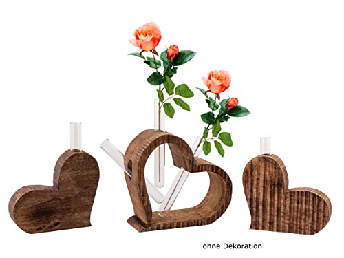 Herzen 3-teilig Blumenvase Hochzeitsgeschenk Hochzeitsdeko Mangoholz massiv Tischdeko von kreatives Wohnen