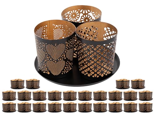 Kerzenhalter 3er Set Masterbox 24x 3teilig Kerzenständer Kreta Teelichthalter rund schwarz Gold Kerzenhalter 3er Set Masterbox 24x 3teilig Kerzenständer Kreta Teelichthalter rund schwarz Gold von kreatives Wohnen