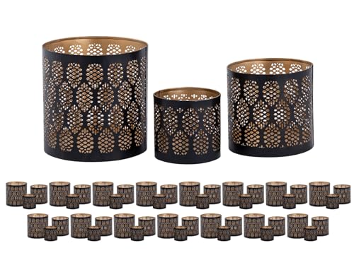 Kerzenständer 3er Set Masterbox 18x 3teilig Windlicht Orient Teelichthalter rund schwarz Gold von kreatives Wohnen