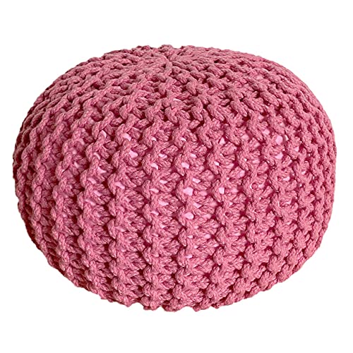 Ø 55 cm Sitzpouf Strickhocker Hocker Pool Garten Innen & Außen waschbar blass pink Pouf von kreatives Wohnen