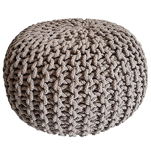 kreatives Wohnen Pouf Ø 45 cm Sitzpouf Sitzpuff Grobstrick-Optik Pouf Strick Bodenkissen Höhe 30 cm beige Strickhocker von kreatives Wohnen