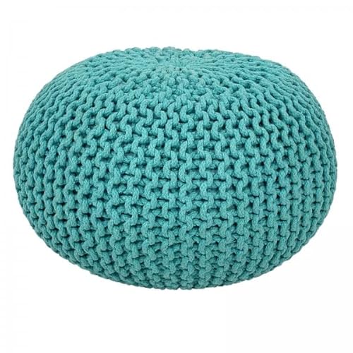 kreatives Wohnen Pouf Ø 55 cm Strickhocker Sitzpouf Bodenkissen Grobstrick-Optik extrahoch Höhe 37 cm Mint von kreatives Wohnen