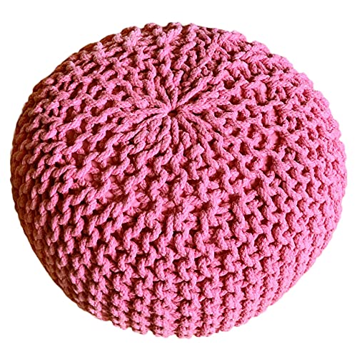 kreatives Wohnen Pouf Ø 55 cm Strickhocker Sitzpouf Bodenkissen Grobstrick-Optik extrahoch Höhe 37 cm pink von kreatives Wohnen