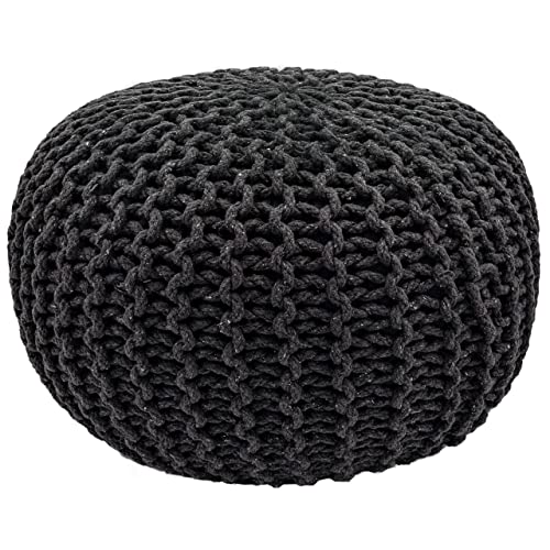 kreatives Wohnen Pouf Ø 55 cm Strickhocker Sitzpouf Bodenkissen Grobstrick-Optik extrahoch Höhe 37 cm steingrau von kreatives Wohnen