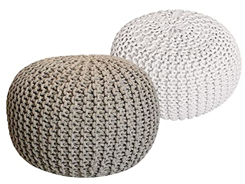 Pouf Set 2 Stück Strickhocker Bodenkissen Grobstrick-Optik Ø 55 cm H 37 cm beige & weiß Sitzhocker Pouf Set 2 Stück Strickhocker Bodenkissen Grobstrick-Optik Ø 55 cm H 37 cm beige & weiß Sitzhocker von kreatives Wohnen