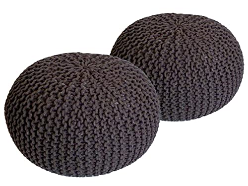 Pouf Set 2 Stück Strickhocker Bodenkissen Grobstrick-Optik Ø 55 cm H 37 cm Zimt & Zimt Sitzhocker von kreatives Wohnen