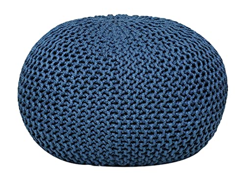 kreatives Wohnen Pouf Sitzpouf Strickhocker Strickpuff Ø 55 cm Innen & Außen waschbar Brillante Farben! blau - Mallard Blue Premium von kreatives Wohnen