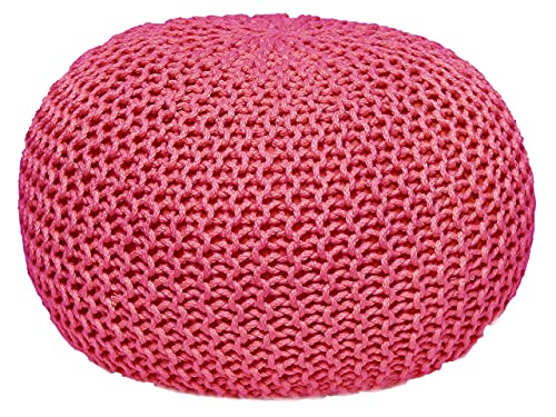 kreatives Wohnen Pouf Sitzpouf Strickhocker Strickpuff Ø 55 cm Innen & Außen waschbar Brillante Farben! pink - Rosebloom Premium von kreatives Wohnen