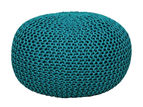 kreatives Wohnen Pouf Sitzpouf Strickhocker Strickpuff Ø 55 cm Innen & Außen waschbar Brillante Farben! türkis - Navigate Premium von kreatives Wohnen