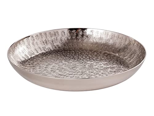 Tablett ø 28 cm Serviertablett Metall Kerzentablett rund silber o. gold Aluminium gehämmert silber Deko von kreatives Wohnen