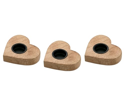 Teelichthalter 3er Set Kerzenständer Teelichter 12x11cm Herzilein Kerzenhalter Mangoholz Teelichthalter 3er Set Kerzenständer Teelichter 12x11cm Herzilein Kerzenhalter Mangoholz von kreatives Wohnen