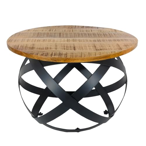 kreatives Wohnen Beistelltisch Couchtisch rund Wohnzimmer Orbit Metall Gestell schwarz ø 55 cm, Holz, braun, Extra breit von kreatives Wohnen