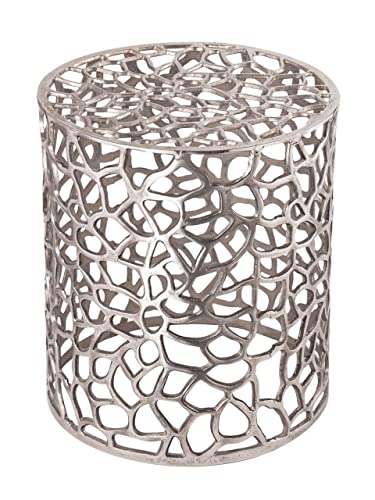 kreatives Wohnen Beistelltisch Metall Dekotisch ø 40 x 45 cm rund Agadir Silber o. Gold Aluminium Korallen-Design, Extra breit von kreatives Wohnen