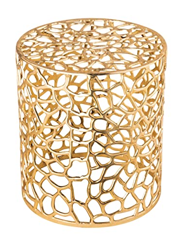 kreatives Wohnen Beistelltisch Metall Dekotisch ø 40 x 45 cm rund Agadir Silber o. Gold Aluminium Korallen-Design, Extra breit von kreatives Wohnen