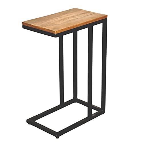 kreatives Wohnen Beistelltisch Sofatisch Laptoptisch C-Tisch 40x60x25 cm Liverpool Metall-Gestell weiß schwarz matt-Tabacco, Holz, Extra breit von kreatives Wohnen